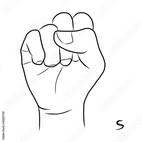 Sign language and the alphabet,The Letter s