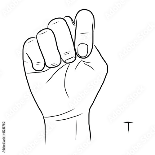Sign language and the alphabet,The Letter t