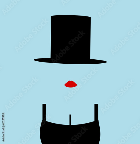 woman wearing top hat and bikini top