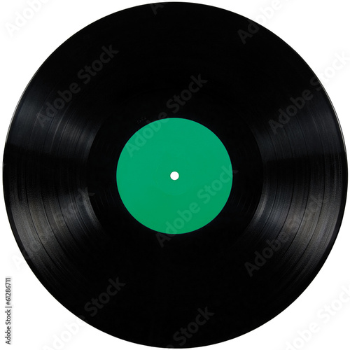 Black vinyl record lp album disc isolated long play disk green photo
