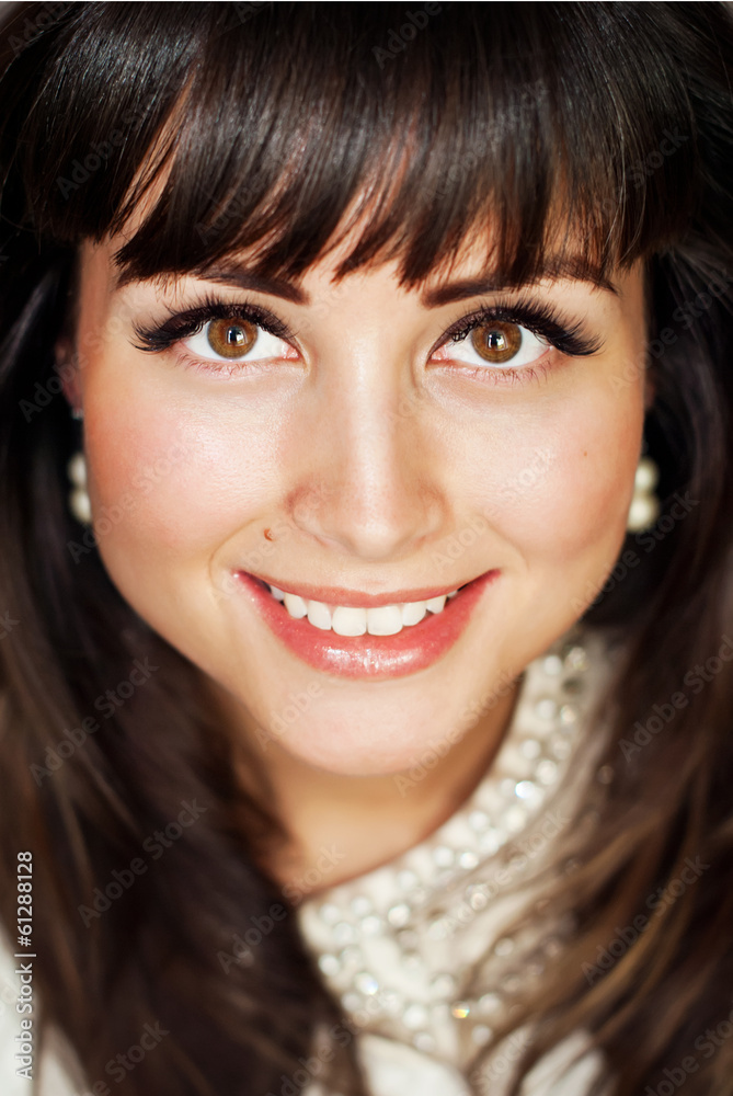 Beautiful Fashion Model with Perfect Smile and Long Eyelashes Beautiful Fashion Model with Perfect Smile and Long Eyelashes