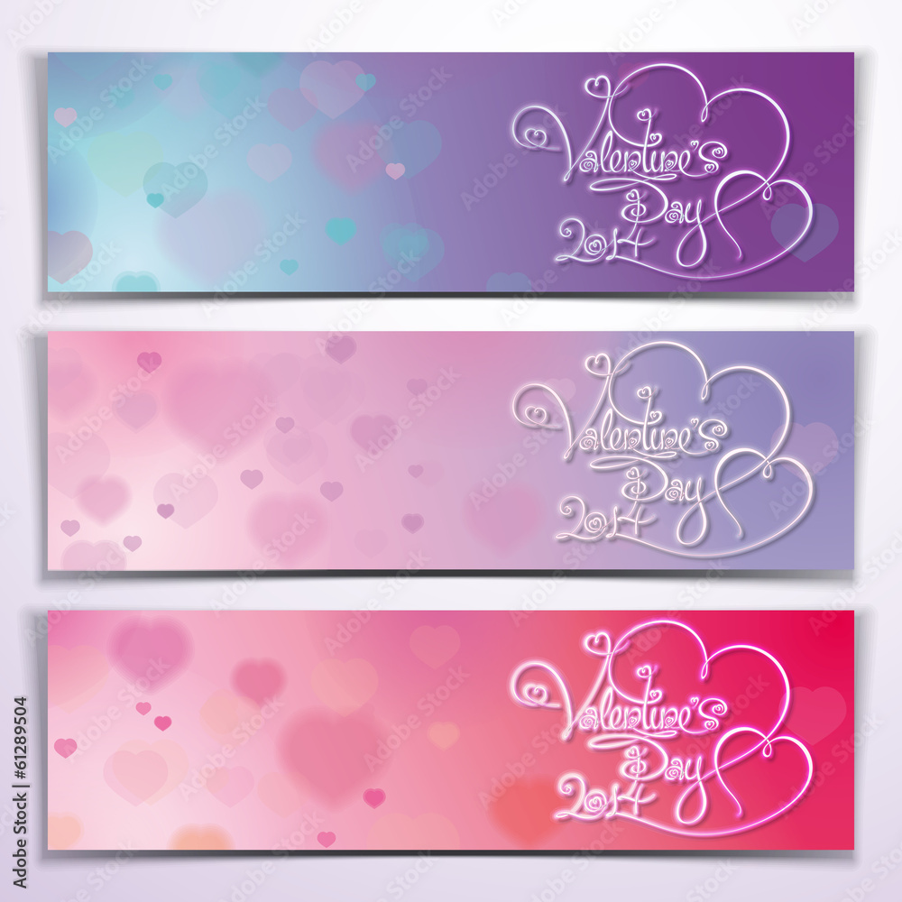 Three Valentine 2014 Banners - Purple Pink