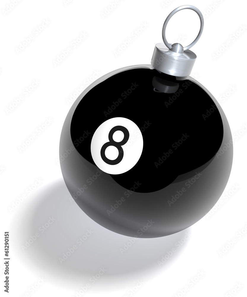 Schwarze Acht Billiardkugel als Weihnachtskugel Schwarze Acht Billiardkugel als Weihnachtskugel