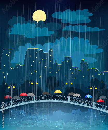 Landscape with night city