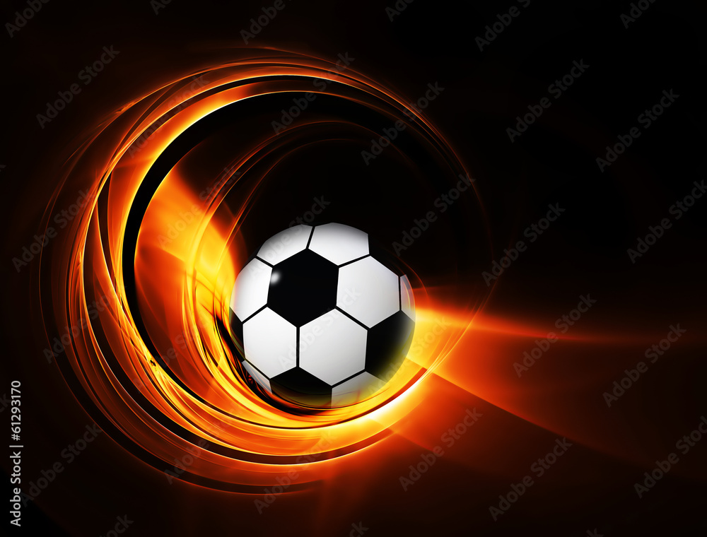 Naklejka premium burning football/soccer ball