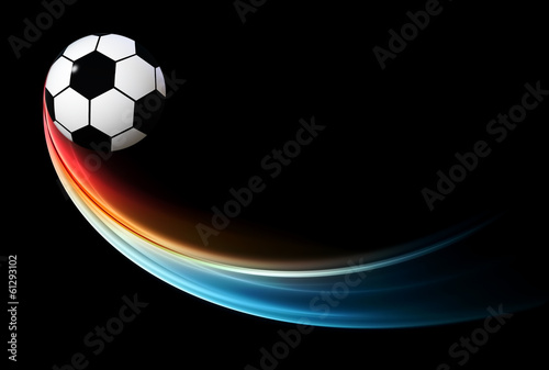 flying flaming football soccer ball with blue flame