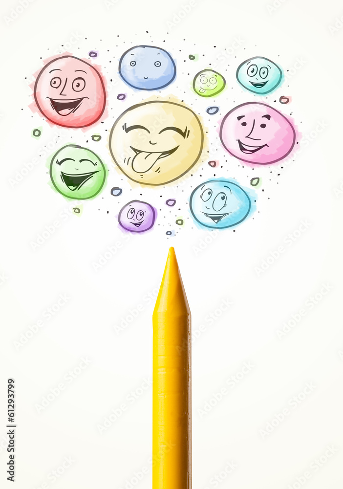 Smiley faces coming out of crayon Smiley faces coming out of crayon