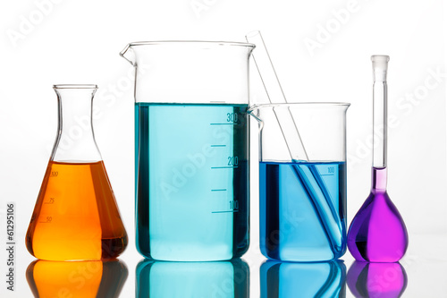 Chemical glassware for experiments photo