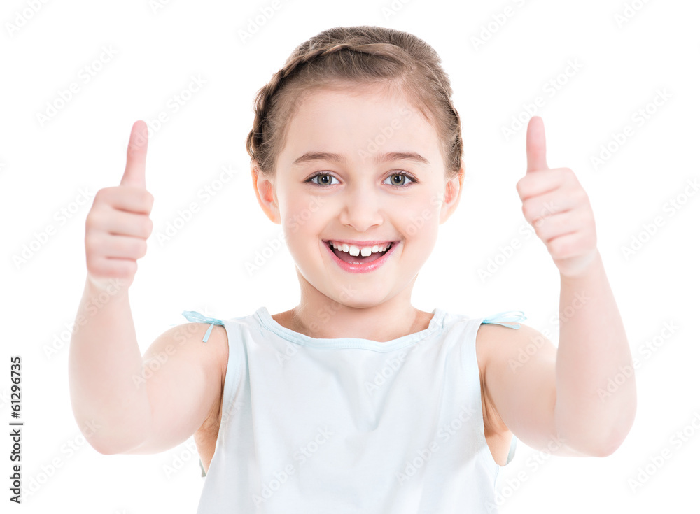 Portrait of a pretty girl showing thumbs up. Portrait of a pretty girl showing thumbs up.