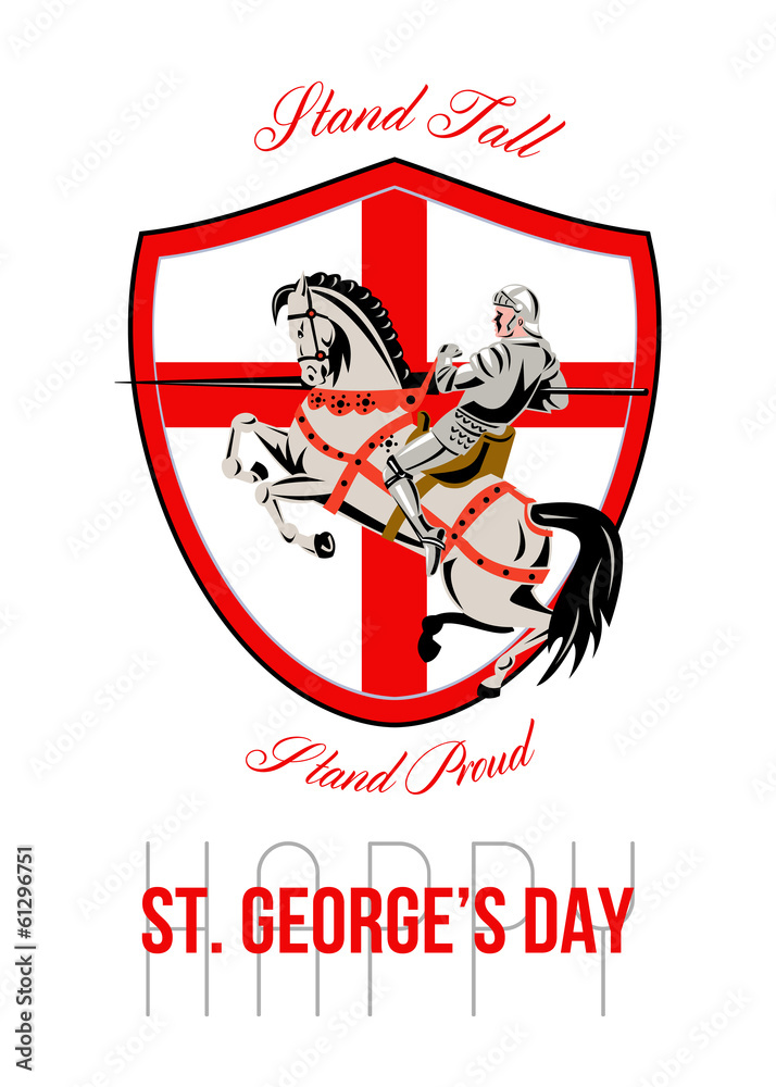 Stand Tall Happy St George Day Retro Poster Stand Tall Happy St George Day Retro Poster