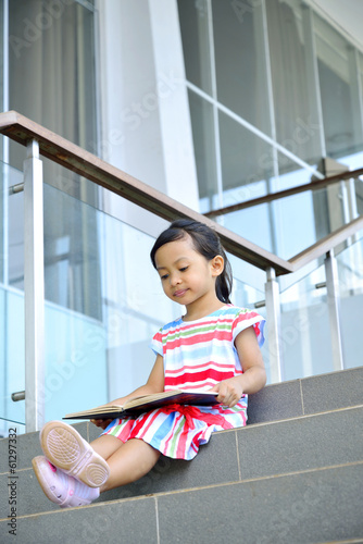 Young Girl Reading On The Stair