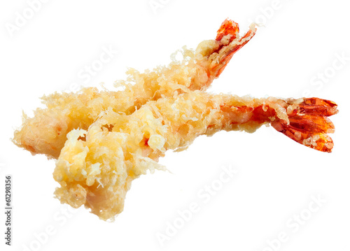 Tempura - fried shrimps japanese style on white background