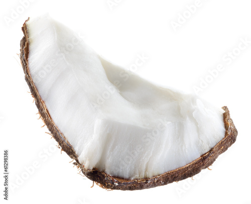 Coconut. Fruit chunk on white background