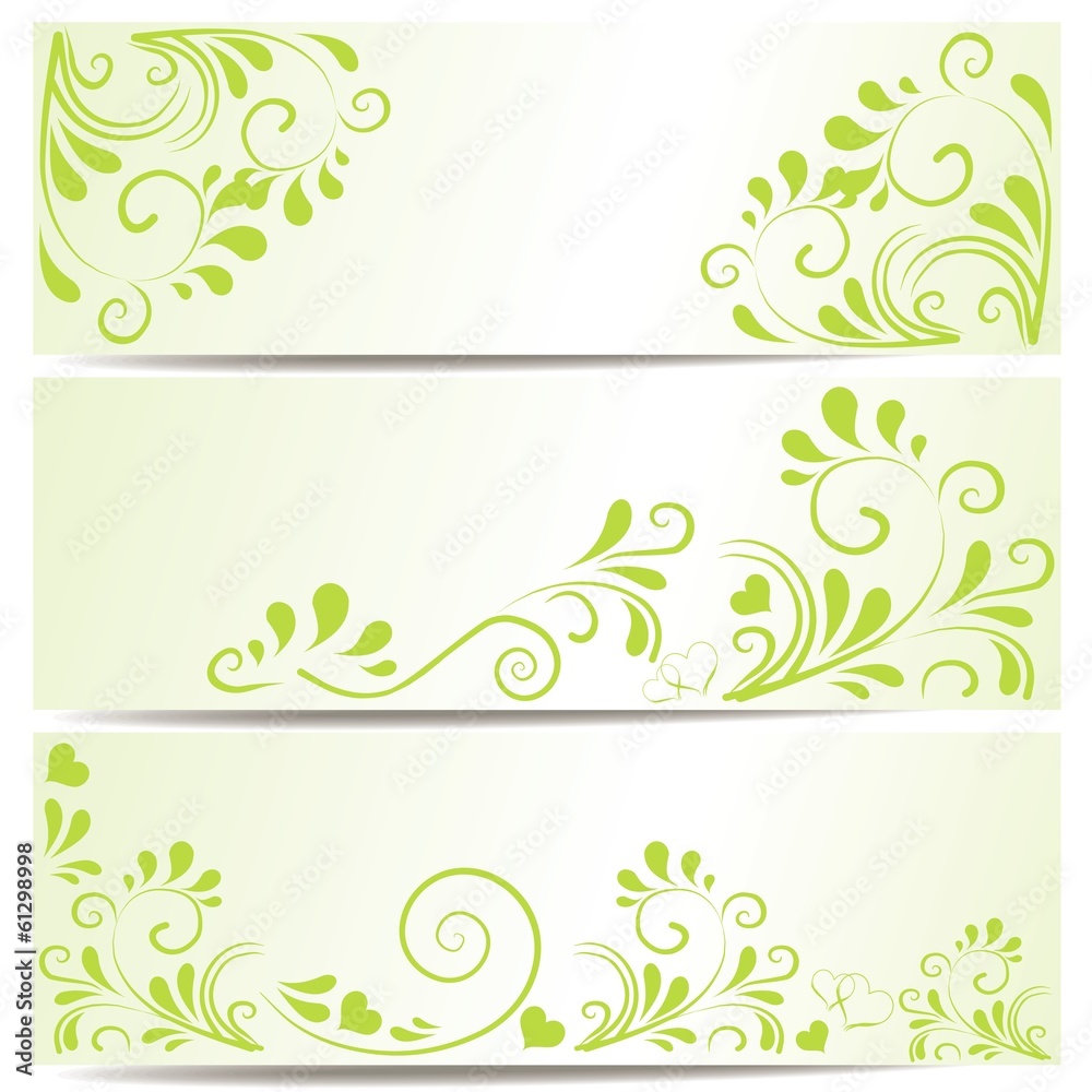 Set mit 3 Banner in grün