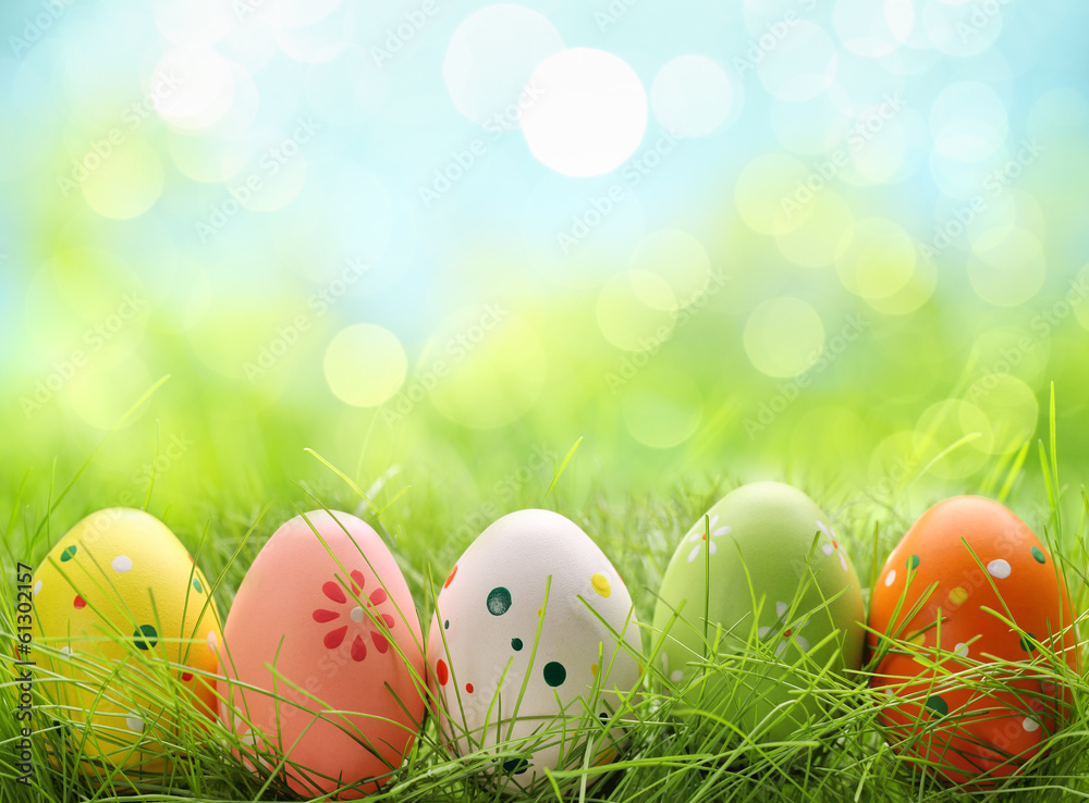 Easter eggs in grass