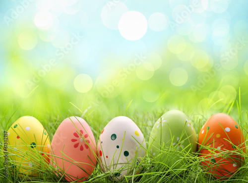 Easter eggs in grass