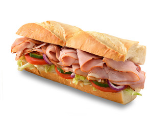 Sierkussen Snackbar Onderzeeër sandwich met ham en salade  © stevem