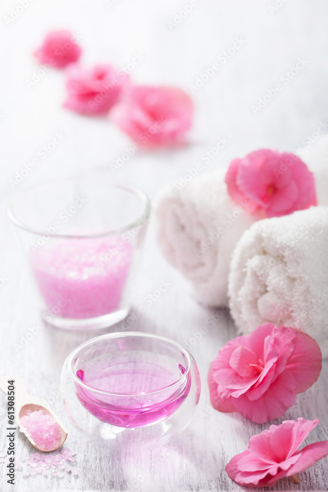 spa set with begonia flowers and essential oil spa set with begonia flowers and essential oil