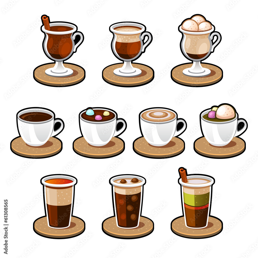 Coffee and tea cup set. Coffee and tea cup set.