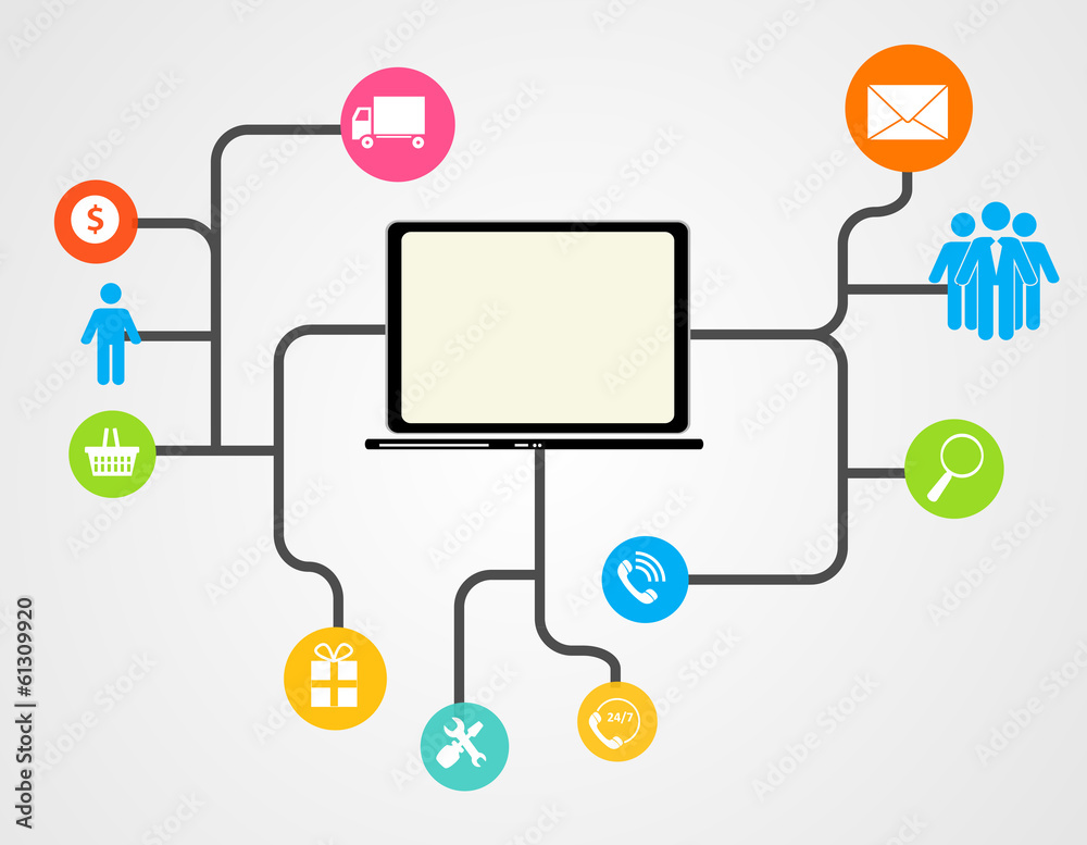 Cloud Computing Concept on Different Electronic Devices. Vector Cloud Computing Concept on Different Electronic Devices. Vector