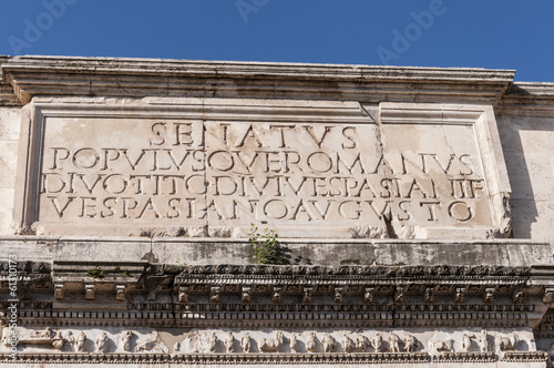 Fototapeta Inscription in The Arch of Titus, Rome, Italy