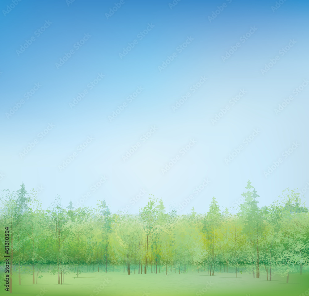 Obraz premium Vector spring landscape.