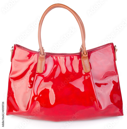 bag. red handbag bag on background.