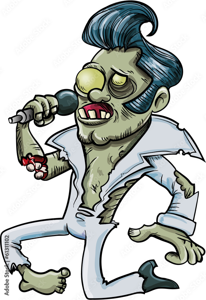 Cartoon singing zombie Elvis Cartoon singing zombie Elvis