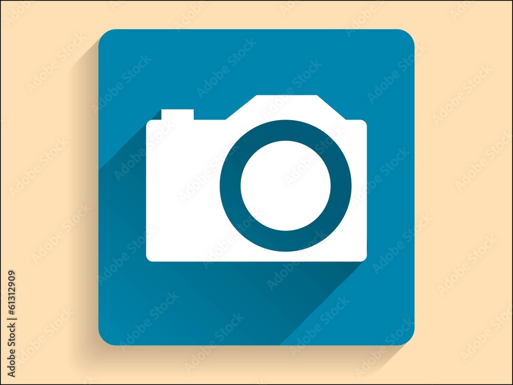 Vector Flat long shadow icon of a camera Vector Flat long shadow icon of a camera