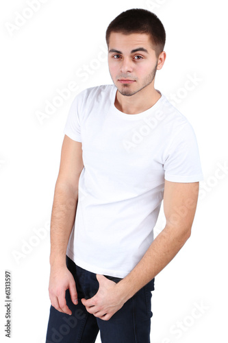 Handsome young man on light background