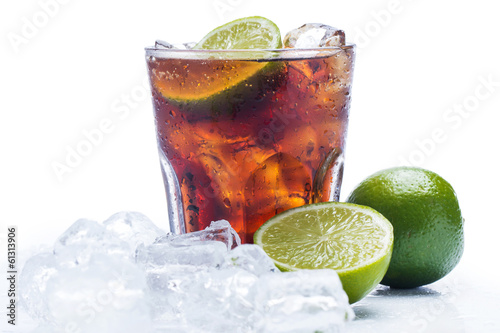Photography Fresh cocktail with cola drink and lime