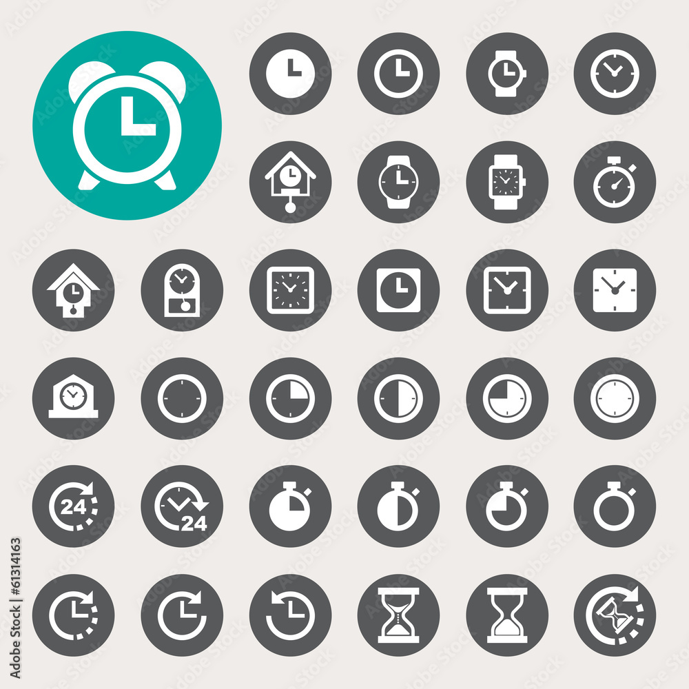 Clocks and time icons set Clocks and time icons set