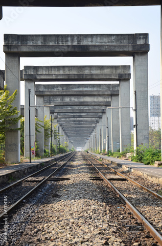Railway at Bangkok Elevated Road and Train System