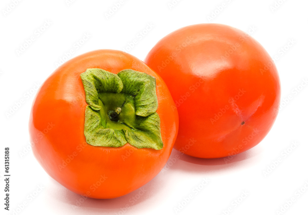 Two orange ripe persimmon isolated Two orange ripe persimmon isolated