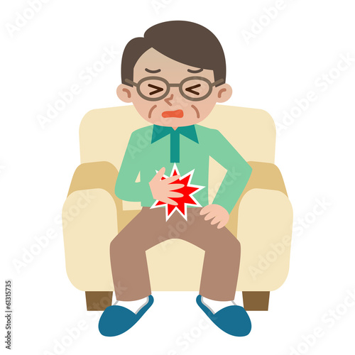 腹痛のシニア男性