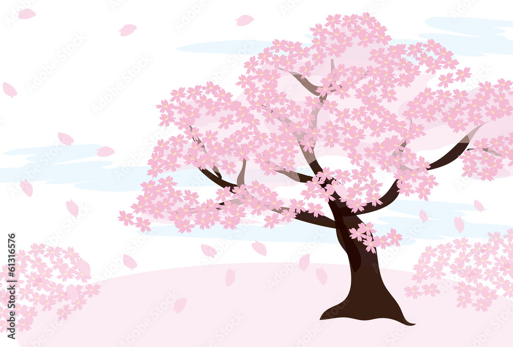 春の桜の木のイラスト Stock Illustration Adobe Stock
