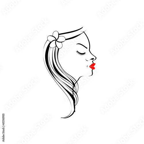 Pretty woman with flower on hair