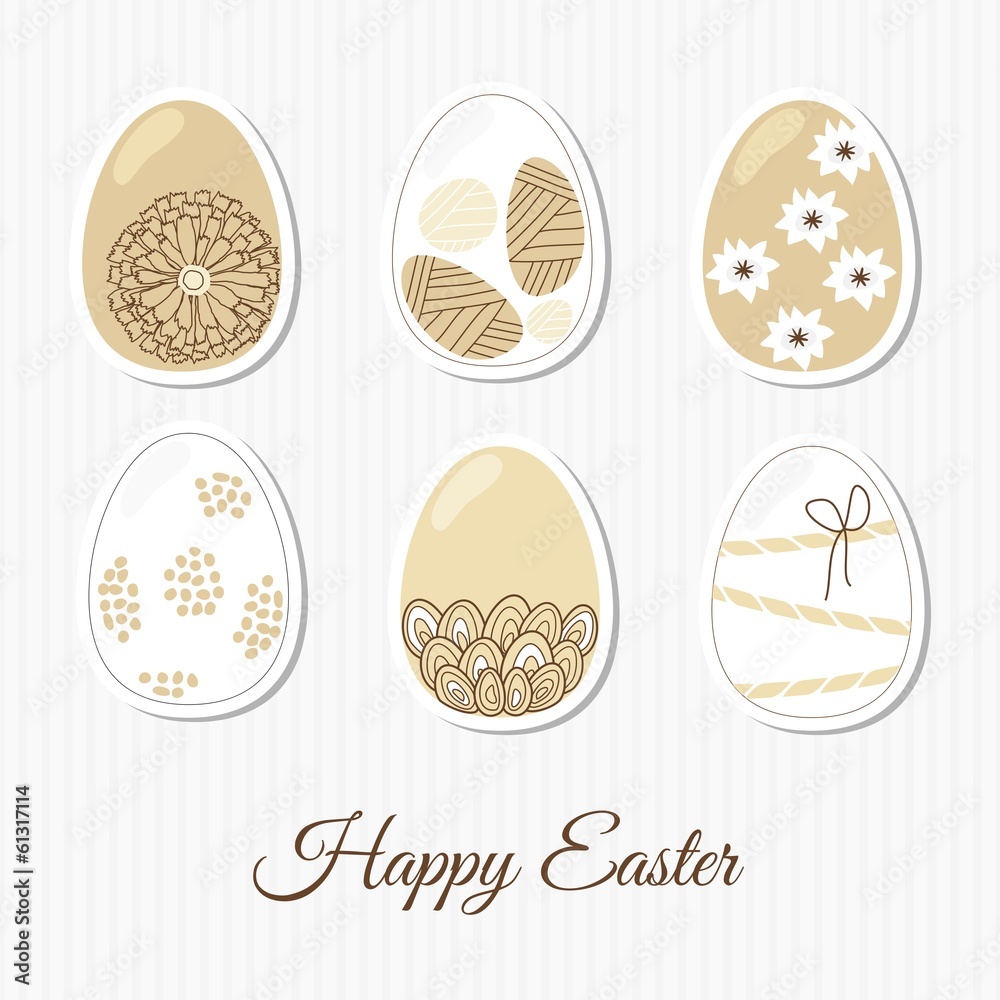 Spring set of easter eggs, elegant patterns, vector
