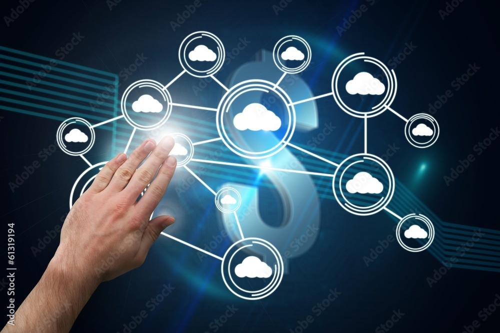 Composite image of hand presenting Composite image of hand presenting