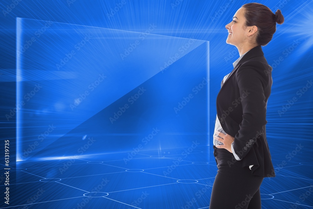 Fototapeta premium Composite image of happy businesswoman