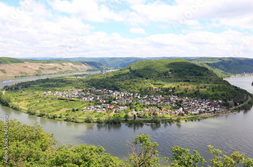 Great bow of the Rhine Valley near Boppard  Germany.