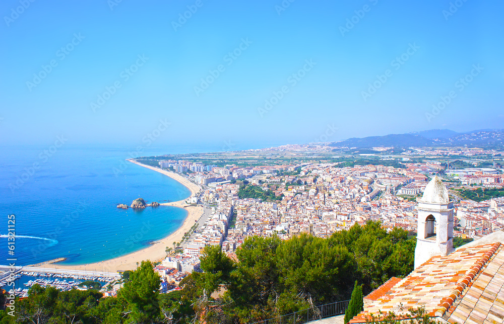 View of Spanish beach of resort town Blanes. Costa Brava, Spain