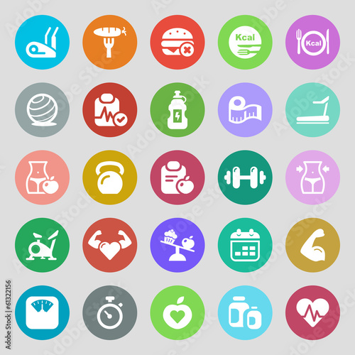 fitness & health iconset colorful