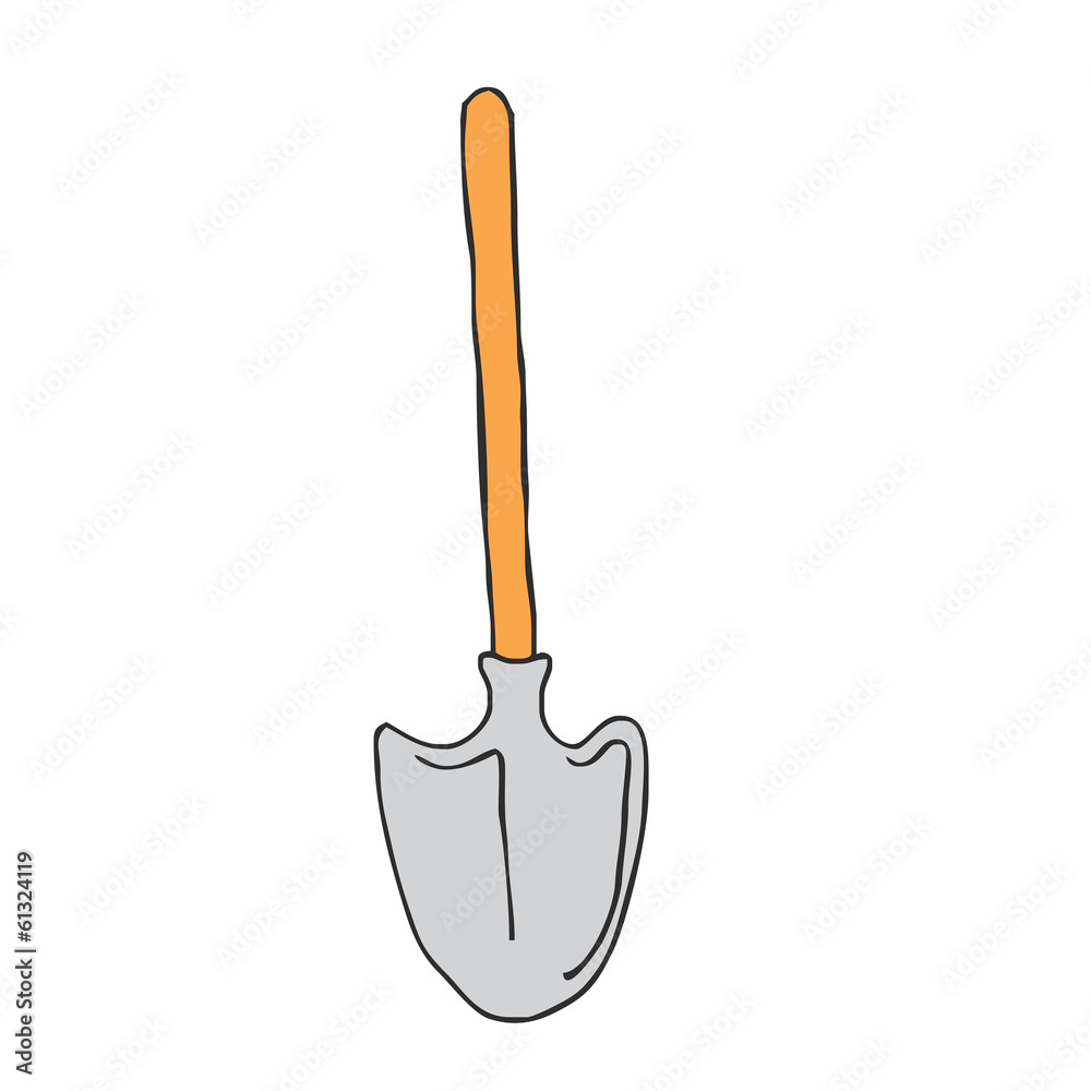 cartoon shovel garden spade bucket art drawing black old vector Stock Vector Adobe Stock