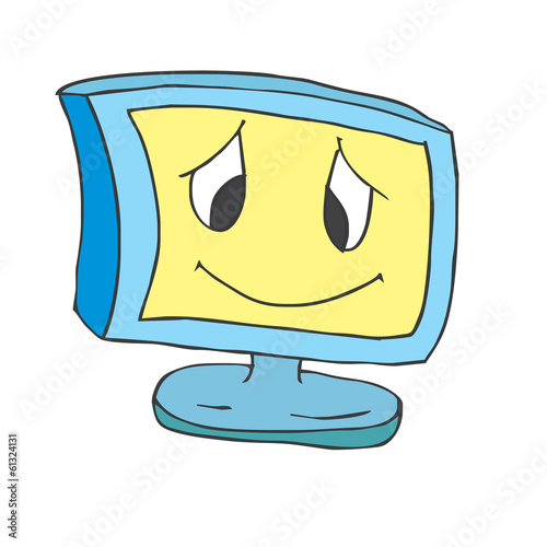 computer monitor screen flat isolated display lcd desktop icon w