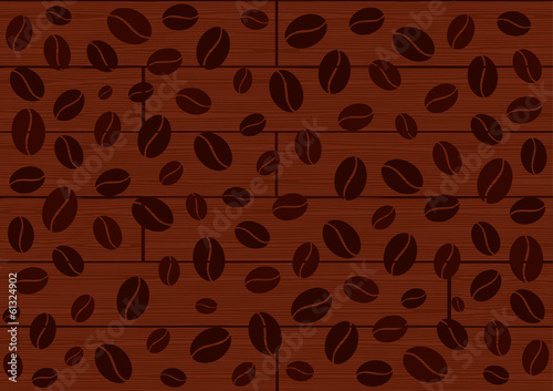 Coffee beans on wooden background