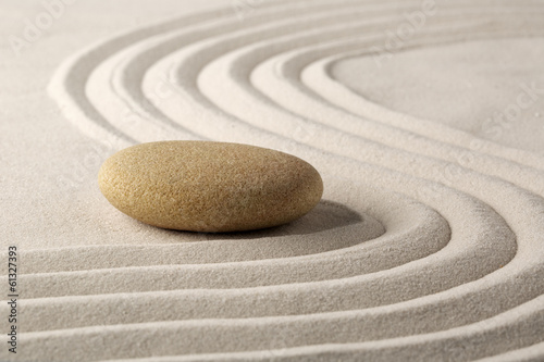 relaxation zen garden, zen stone with raked sand