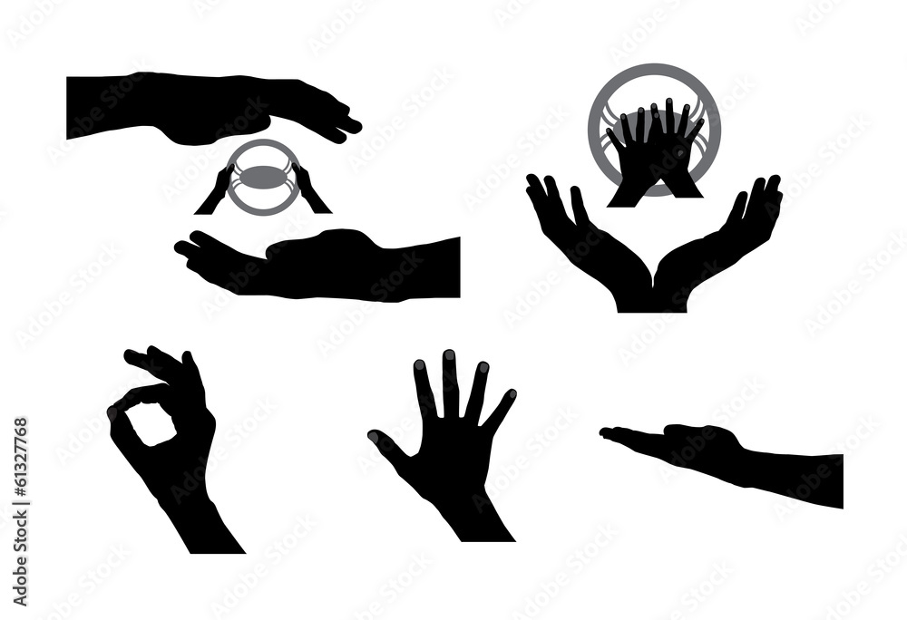Black Set of Hand. Vector Illustration Black Set of Hand. Vector Illustration