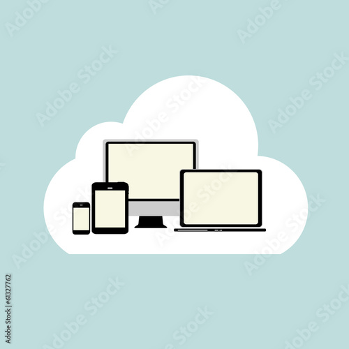 Cloud Computing Concept on Different Electronic Devices. Vector