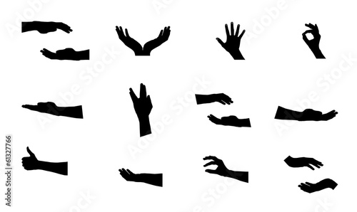 Black Set of Hand. Vector Illustration